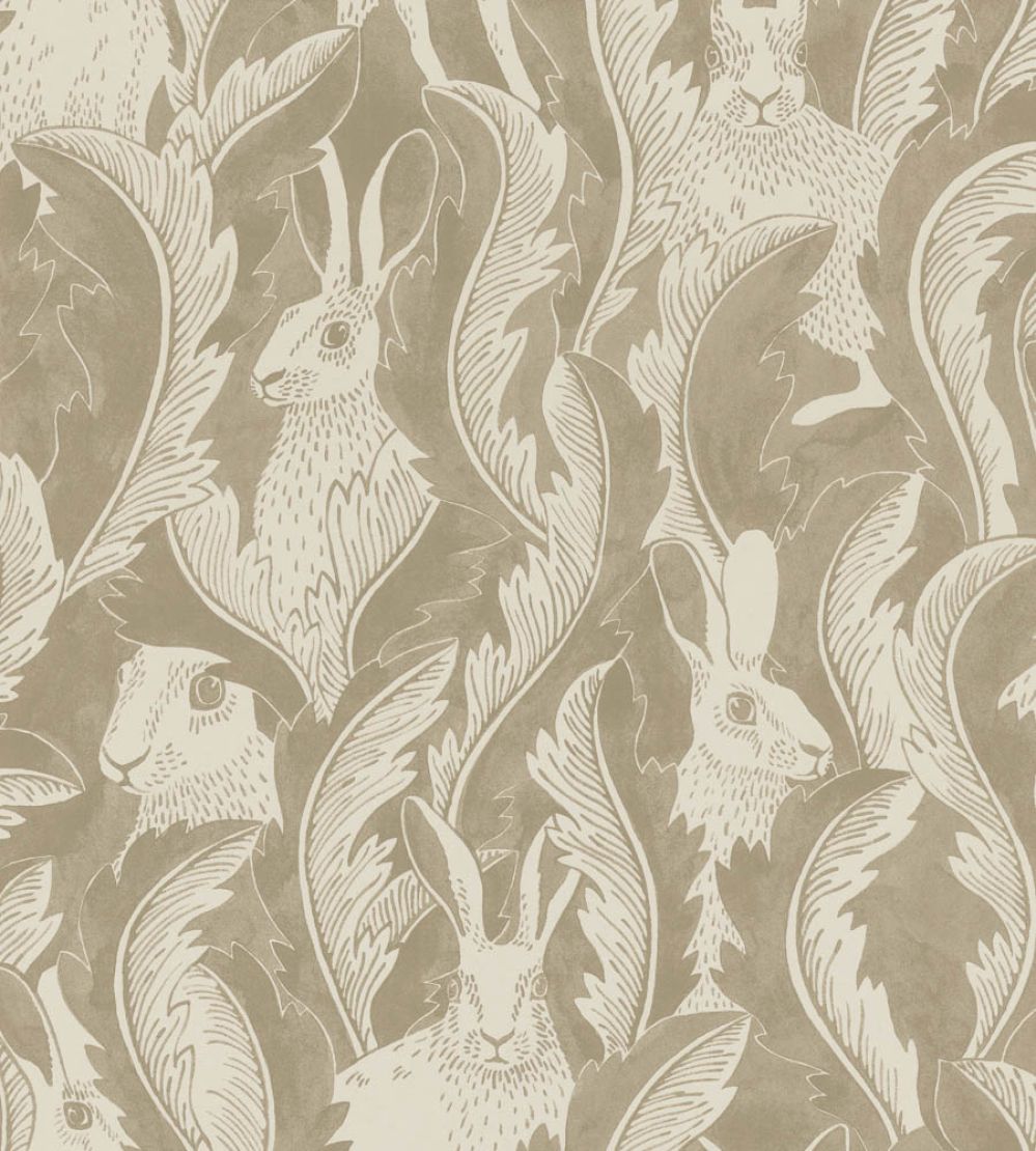 Hares In Hiding Wallpaper by Langelid Von Bromssen Taupe