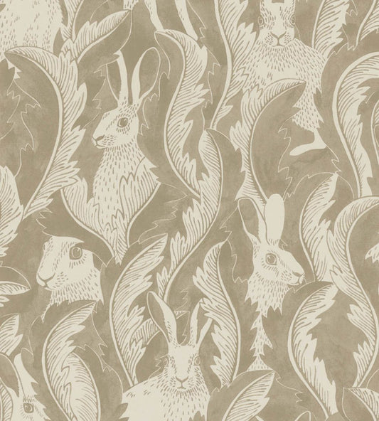 Hares In Hiding Wallpaper by Langelid Von Bromssen Taupe