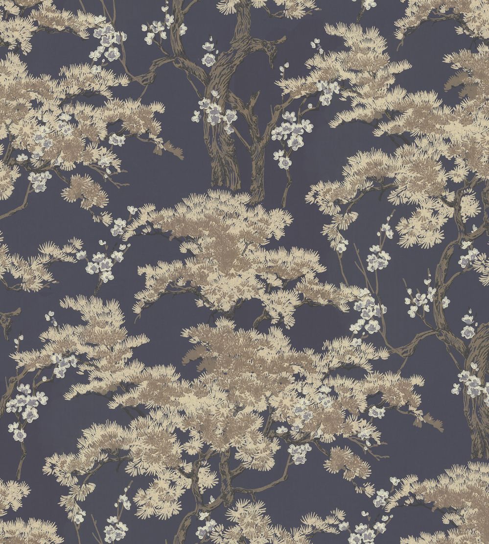 Harewood Wallpaper by 1838 Wallcoverings Navy Blue