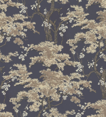 Harewood Wallpaper by 1838 Wallcoverings Navy Blue