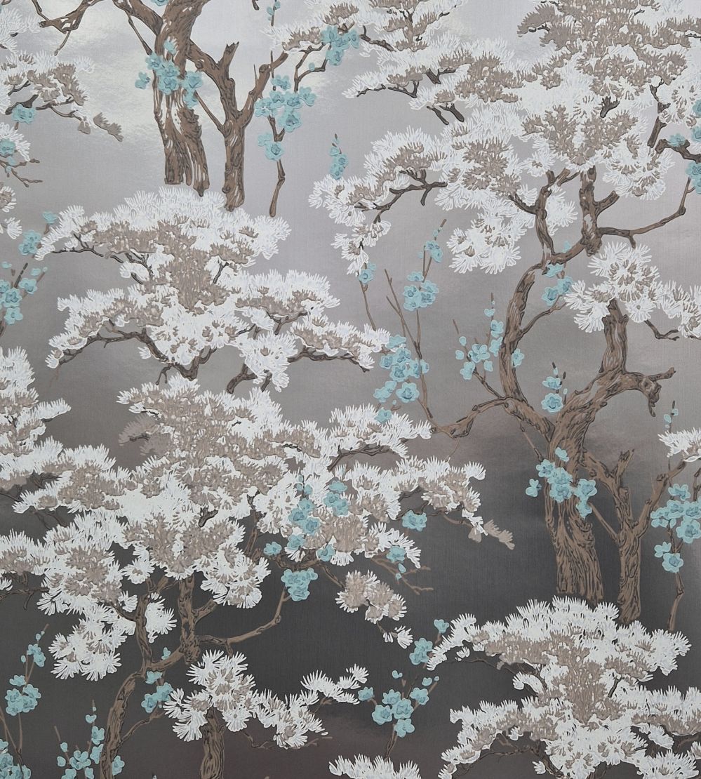 Harewood Foil Wallpaper by 1838 Wallcoverings Silver