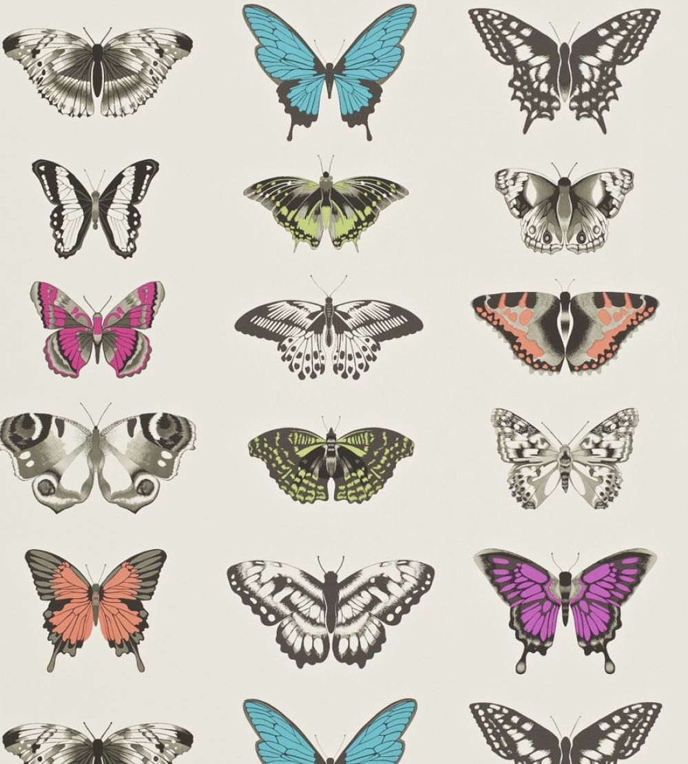 Papilio Wallpaper by Harlequin Flamingo/Papaya/Olive
