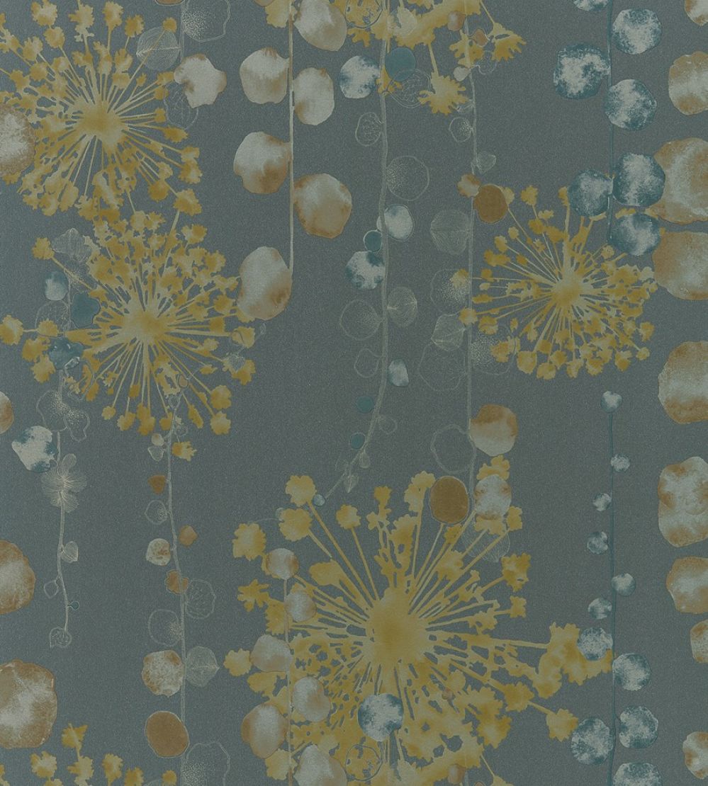 Moku Wallpaper by Harlequin Graphite/Mustard
