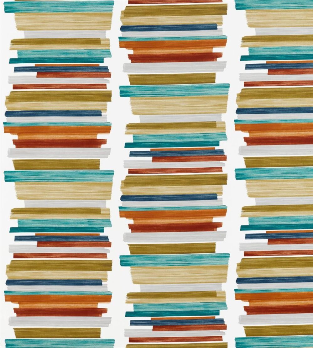 Calcine Fabric by Harlequin Paprika / Teal / Olive