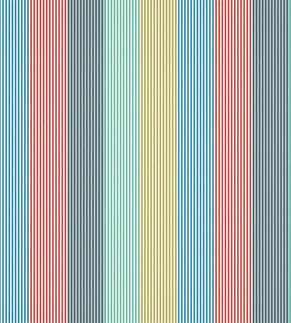 Funfair Stripe Fabric by Harlequin Ink/Aqua/Kiwi/Marine/Poppy