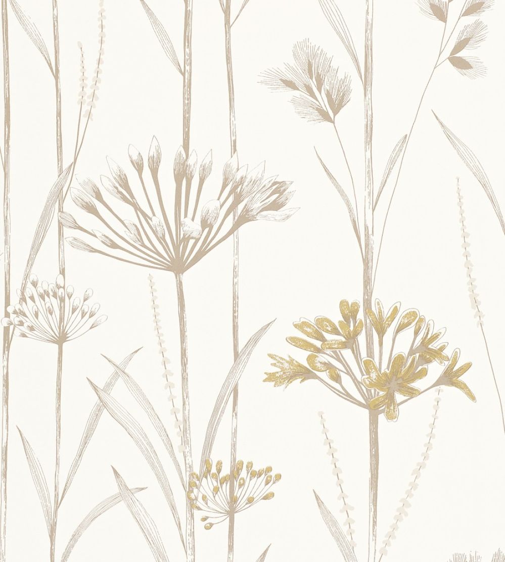 Gardinum Wallpaper by Harlequin Ivory, Gold