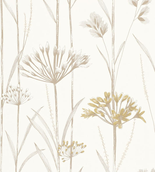 Gardinum Wallpaper by Harlequin Ivory, Gold