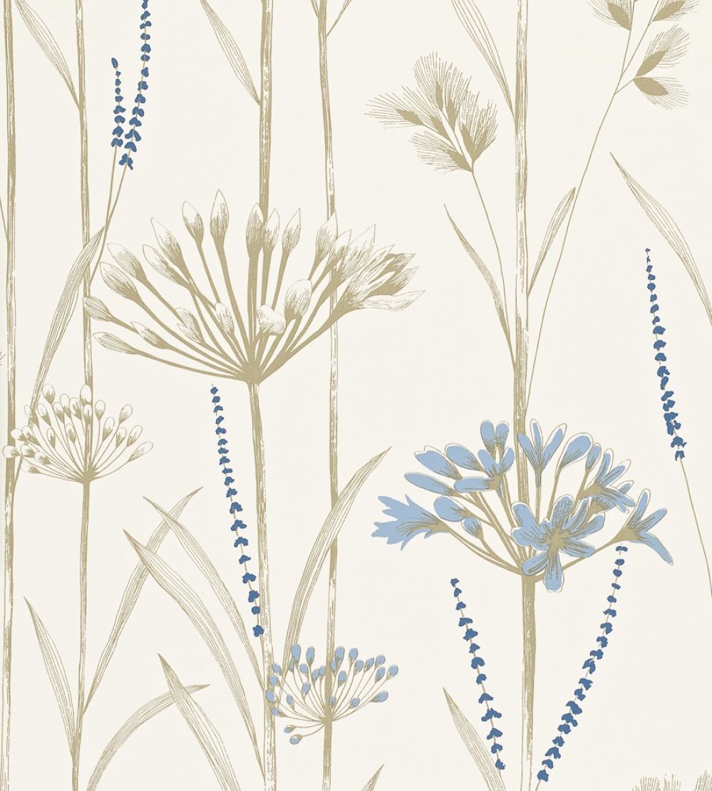 Gardinum Wallpaper by Harlequin Chalk, Wedgewood, Gold