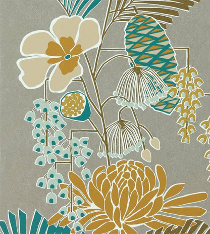 Salon Wallpaper by Harlequin Platinum/Peacock/Seafoam