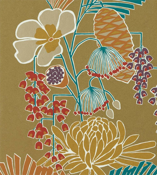 Salon Wallpaper by Harlequin Gold/Russett/Atlantic