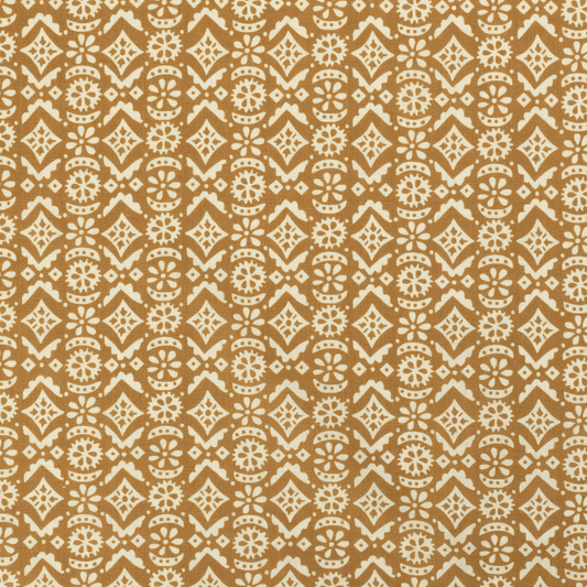 Hawelka Printed Linen Fabric by Volga Linen in Old Gold/Oyster