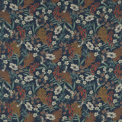 Hazelbury Midnight/Spice linen fabric by Clarke & Clarke