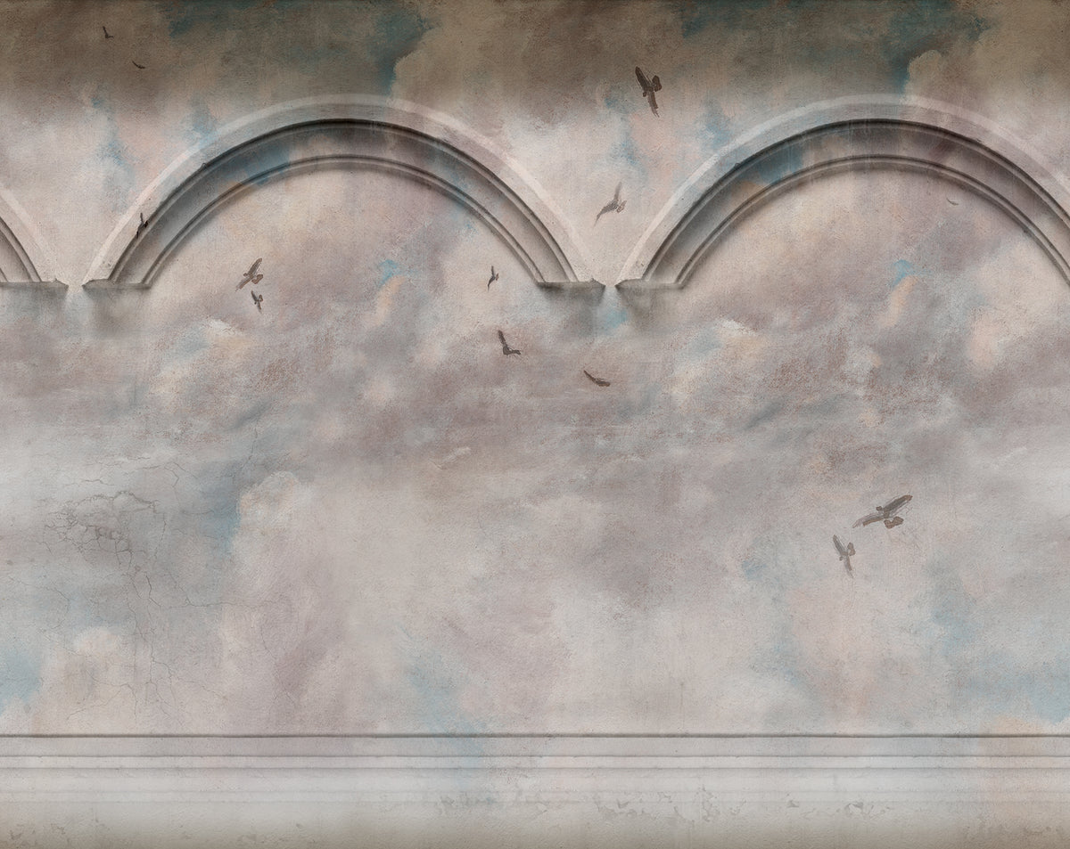 Heavenly Arches Blue mural by Rebel Walls