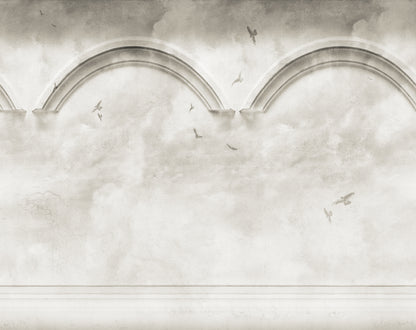 Heavenly Arches Gray mural by Rebel Walls