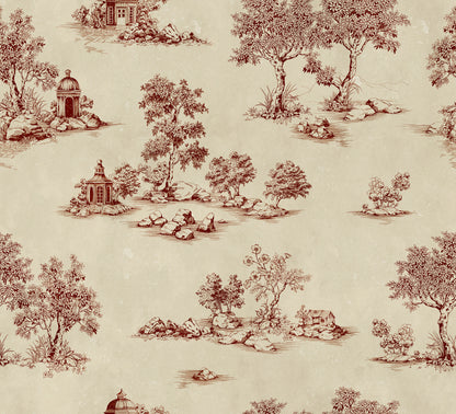 Heirloom Toile Red mural by Rebel Walls