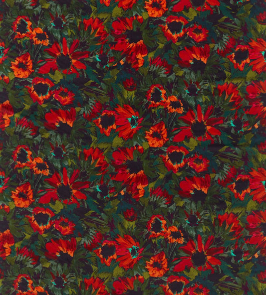 Helianthus Velvet Fabric by Harlequin Vermillion / Harrisa / Fig Leaf