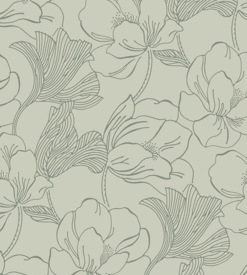 Helleborus Wallpaper by Farrow & Ball Eddy / Card Room Green