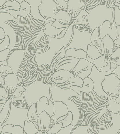Helleborus Wallpaper by Farrow & Ball Eddy / Card Room Green