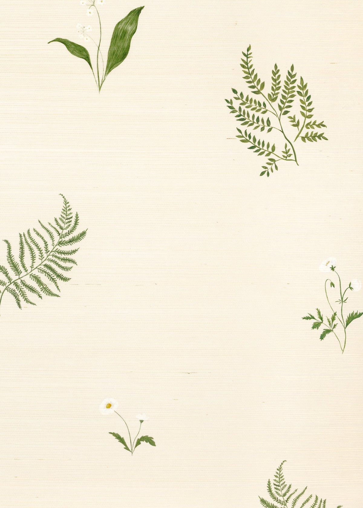 Herbarium Forest Grasscloth Wallpaper by Tess Newall in Ivory