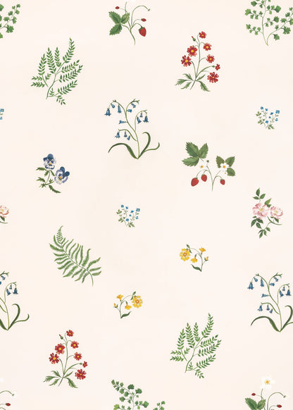 Herbarium Wildflower Wallpaper by Tess Newall in Ivory