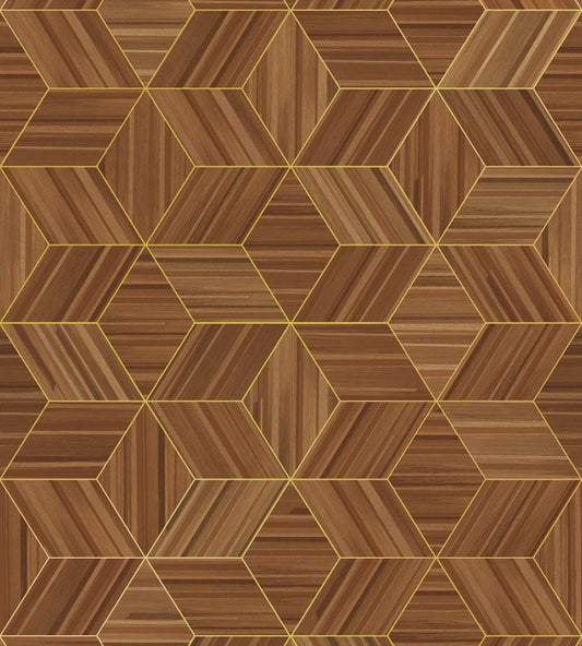Herringbone Geo Mural by Eijffinger Brown/Taupe