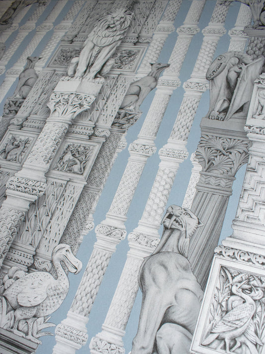 Hierarchy Wallpaper by Divine Savages in Blue, pattern swatch