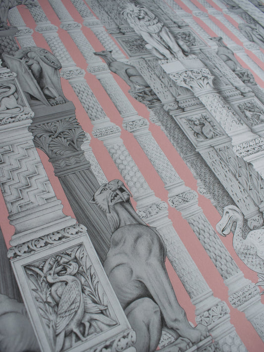 Hierarchy Wallpaper by Divine Savages in Blush, pattern swatch