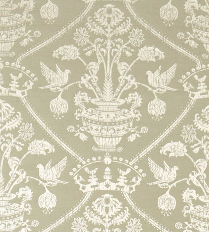 Highgrove Damask Fabric by Sanderson Silver Green