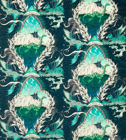 Highlandia Velvet Fabric by Clarke & Clarke Marine