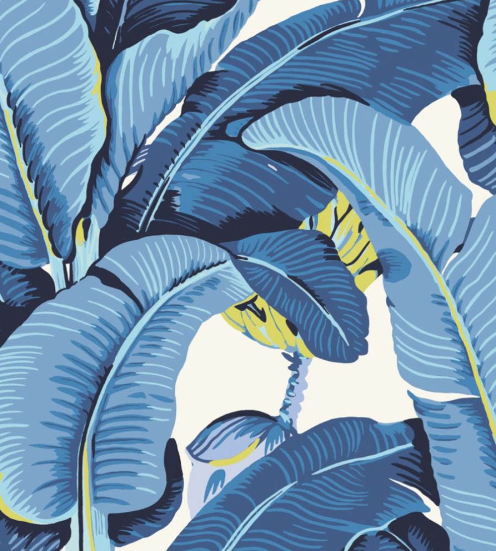 Hinson Palm Wallpaper by Scalamandre Blue Lagoon