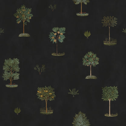 Historic Trees Black mural by Rebel Walls