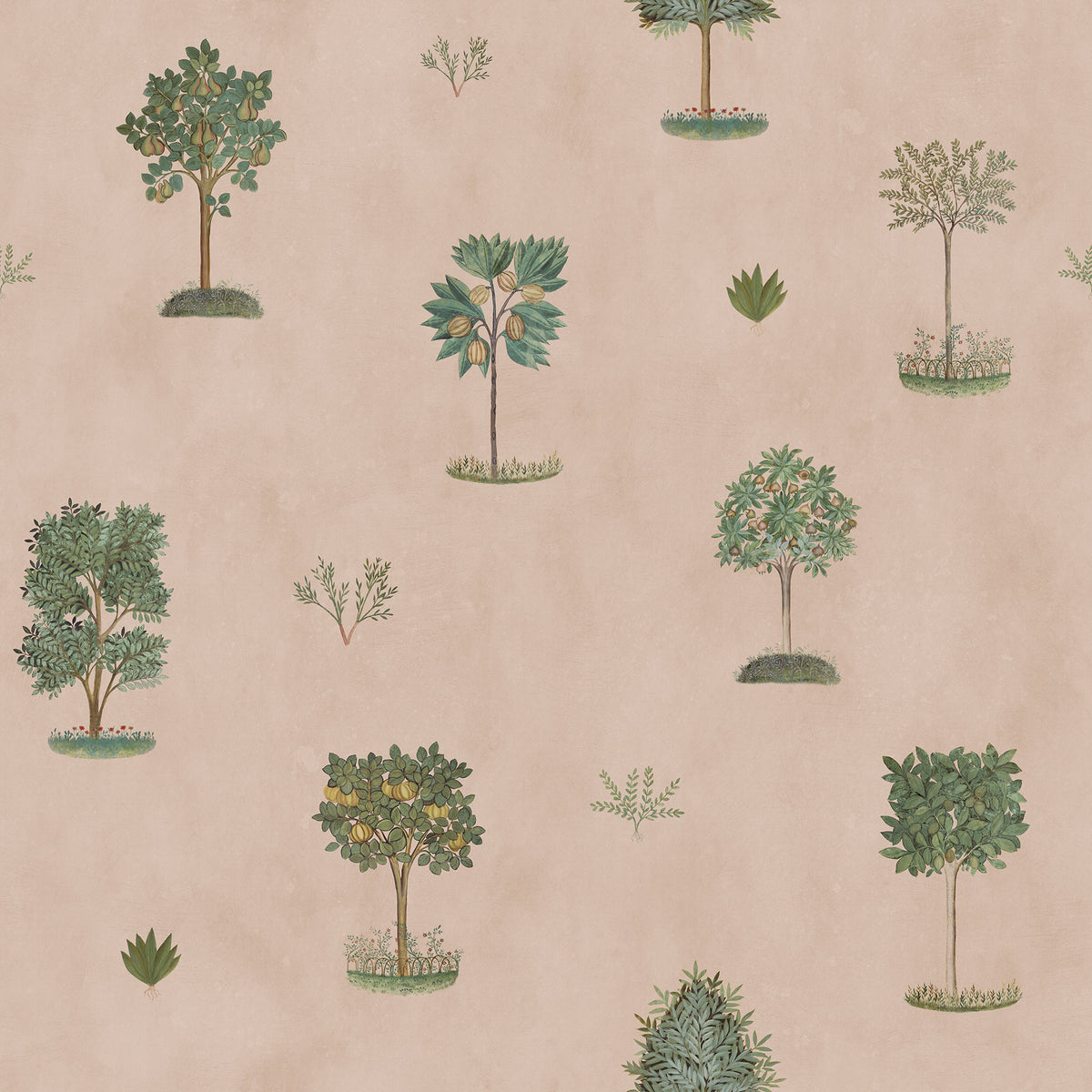 Historic Trees Blush mural by Rebel Walls