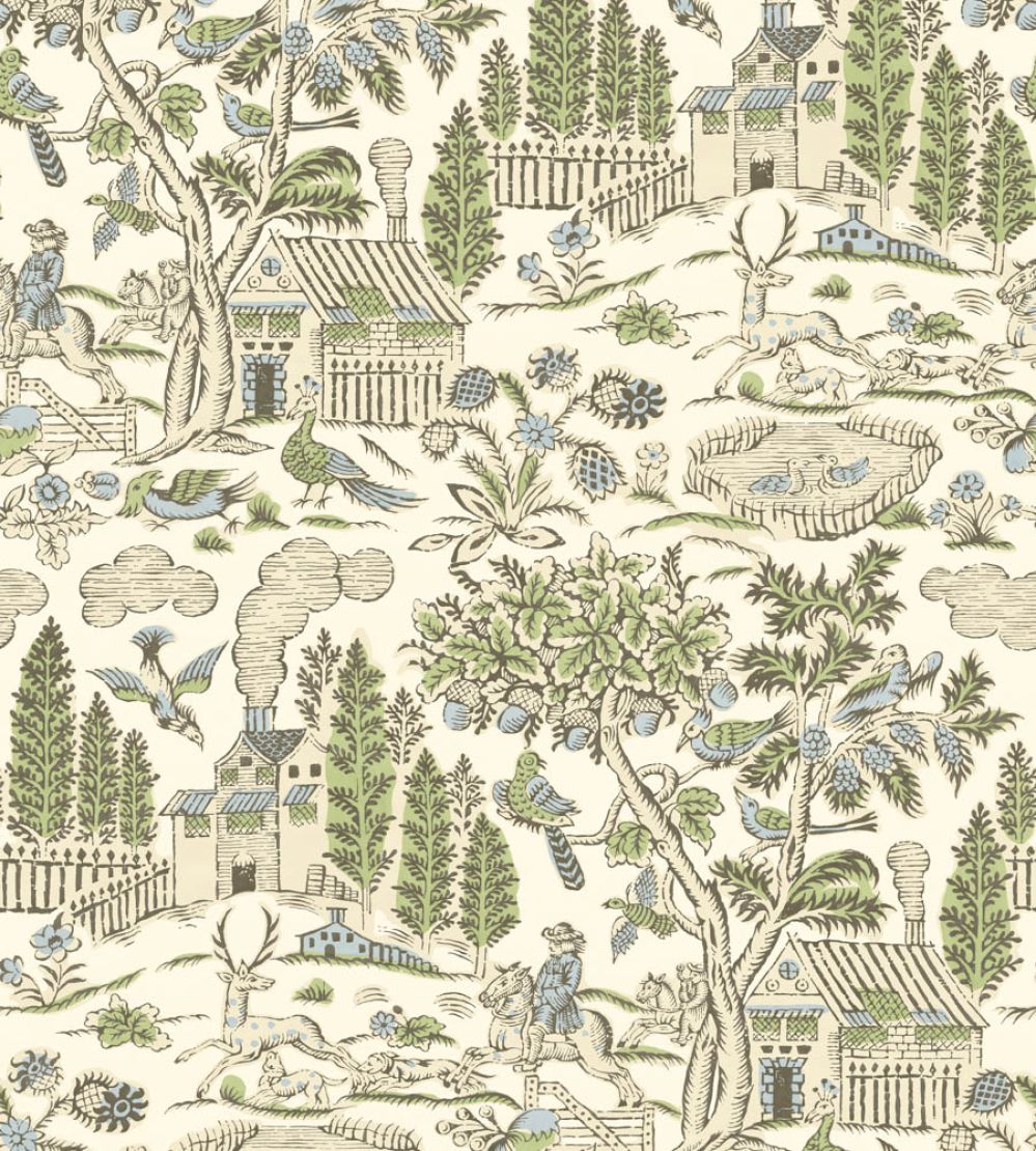 Home Park Wallpaper by GP & J Baker Soft Green/Blue
