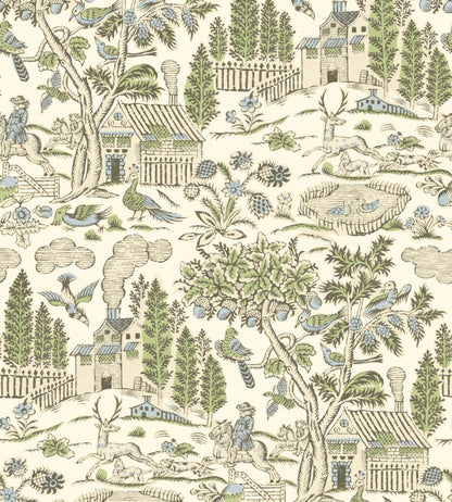 Home Park Wallpaper by GP & J Baker Soft Green/Blue