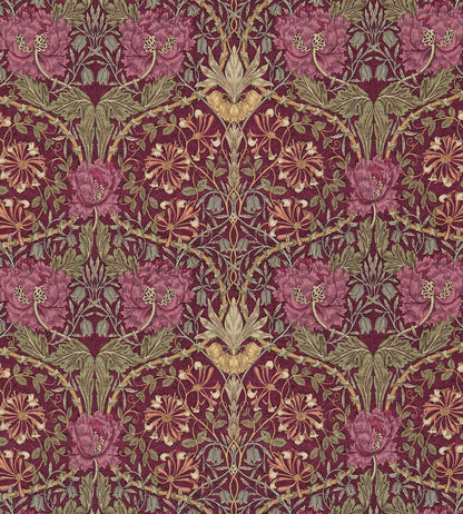 Honeysuckle & Tulip Fabric by Morris & Co Wine/Bayleaf