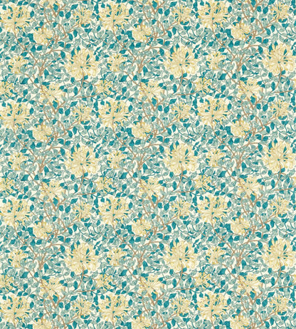 Honeysuckle Outdoor Fabric by Morris & Co Teal/Soft Lemon