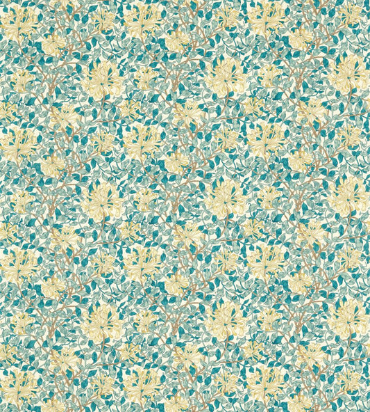 Honeysuckle Outdoor Fabric by Morris & Co Teal/Soft Lemon