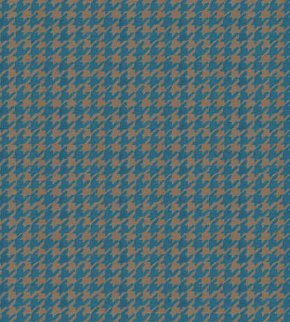 Hounds Tooth Fabric by Arley House Petrol Blue