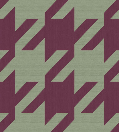 Houndstooth Mural by Eijffinger Burgundy Pistache