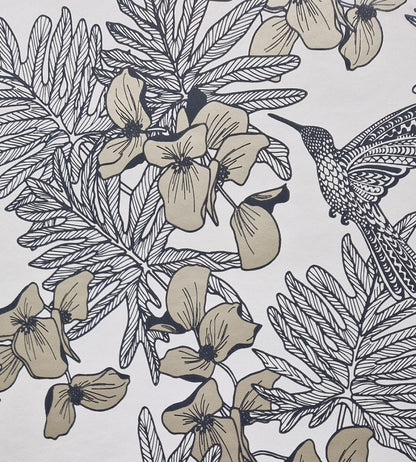 Hummingbird Wallpaper by 1838 Wallcoverings Jet