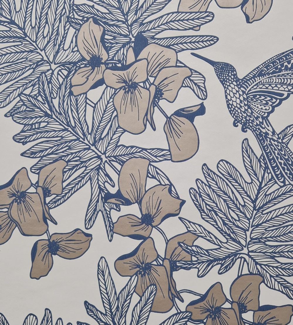 Hummingbird Wallpaper by 1838 Wallcoverings Lagoon