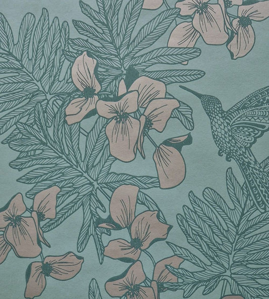 Hummingbird Wallpaper by 1838 Wallcoverings Seafoam