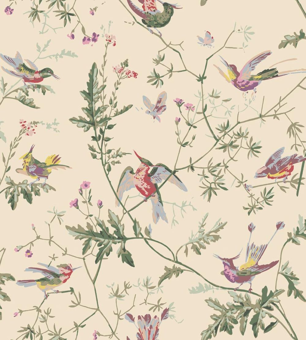 Hummingbirds Wallpaper by Cole & Son Classic Multi & Old Olive on Cream