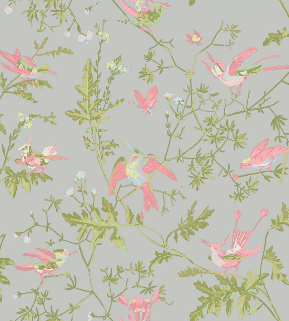 Hummingbirds Wallpaper by Cole & Son Rose & Olive on Grey