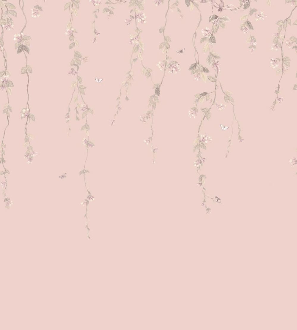 Hummingbirds Flora Mural by Cole & Son Stone on Rose Quartz