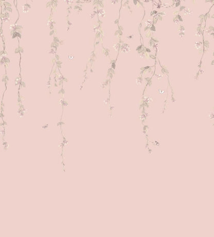 Hummingbirds Flora Mural by Cole & Son Stone on Rose Quartz
