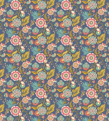 Ichika Trail Wallpaper by Ohpopsi Royal Blue & Gold