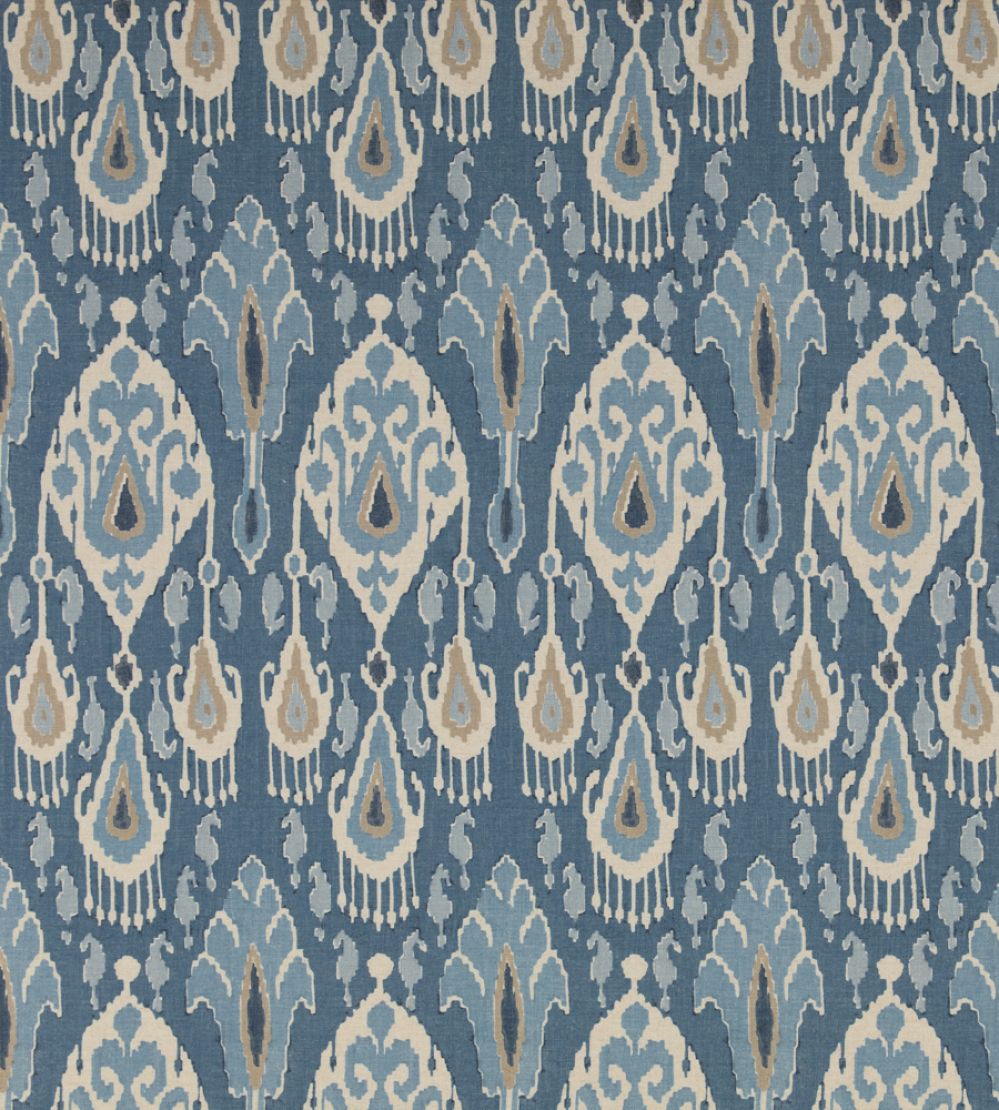 Ikat Bokhara Fabric by GP & J Baker Blue