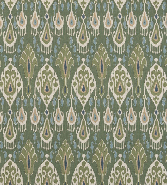 Ikat Bokhara Linen Fabric by GP & J Baker Emerald
