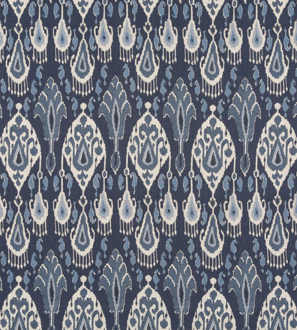 Ikat Bokhara Linen Fabric by GP & J Baker Indigo